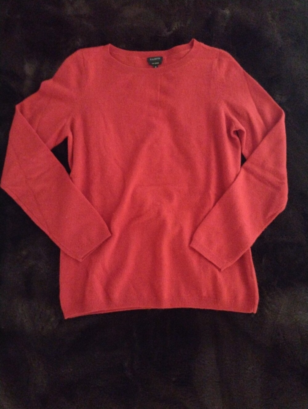 Talbots 100% Cashmere Women Large Deep Red Sweater Long Sleeve Holiday